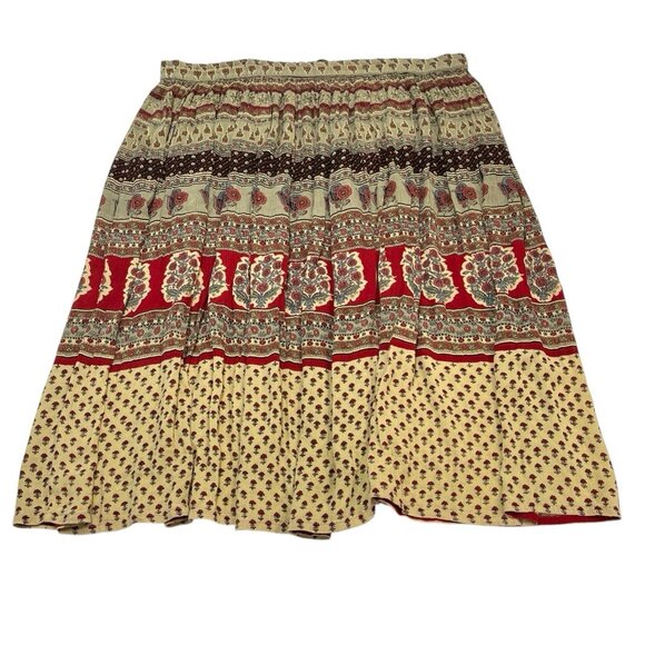 Vintage Sag Harbor Skirt Womens L Tiered Broomstick Peasant Floral Boho Hippie‎ - Picture 2 of 8